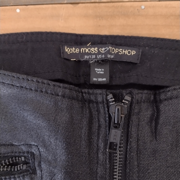 Kate Moss x Topshop Black Faux Leather Skinny Moto Retro Skinny Pants Size 6 - Picture 13 of 16